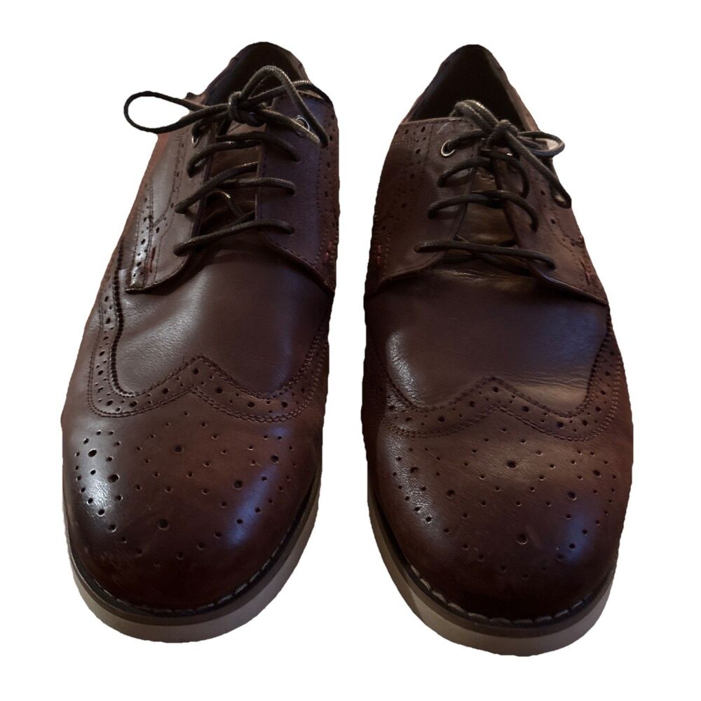 HUSH PUPPIES MEN'S FIVE-BROGUE CHARCOAL LEATHER SIZE 11.5 SHOES USED